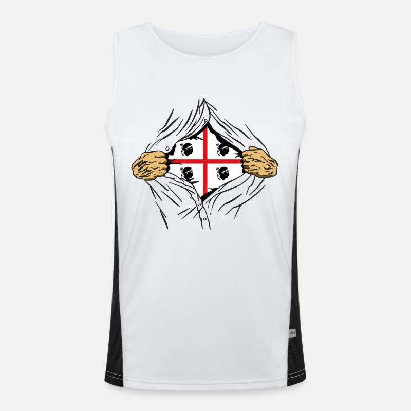 Drapeau de la Sardaigne Super-héros Drapeau de la Sardaigne Débardeur respirant contrasté Homme 