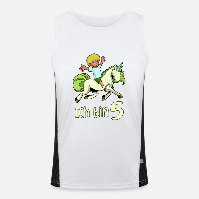Geburtstagsshirt Einhorn - 5 Geburtstag Junge Funktionelles Kontrast-Tank Top für Männer 