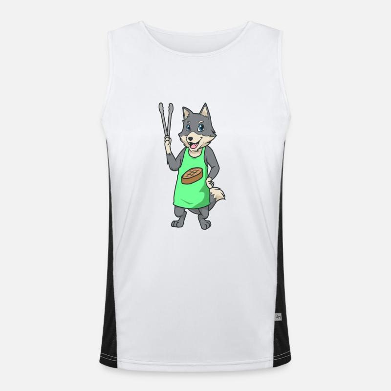 Wolf is grill master - Men's Functional Contrast Tank Top  - white/black