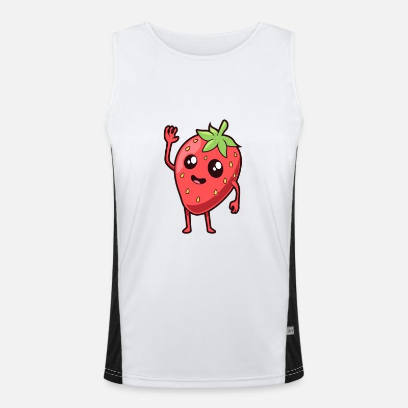 Kawaii Comic Erdbeere Funktionelles Kontrast-Tank Top für Männer 