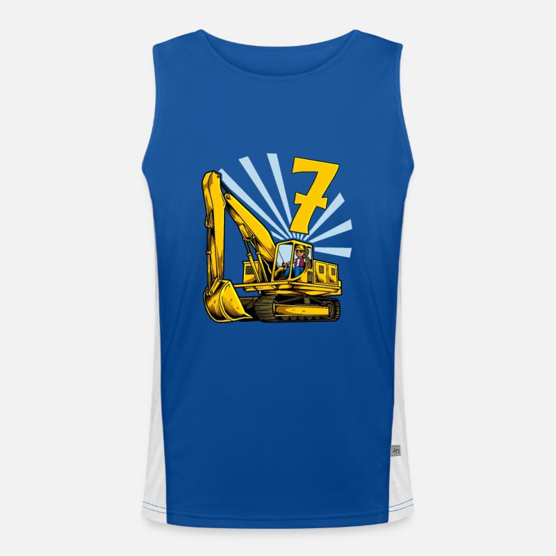 Ich bin 7 - Bagger Geburtstag 7 Jahre Funktionelles Kontrast-Tank Top für Männer 
