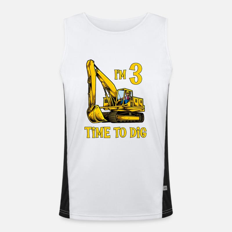 I am 3 - Time to dig - Excavator 3 years Men's Functional Contrast Tank Top 