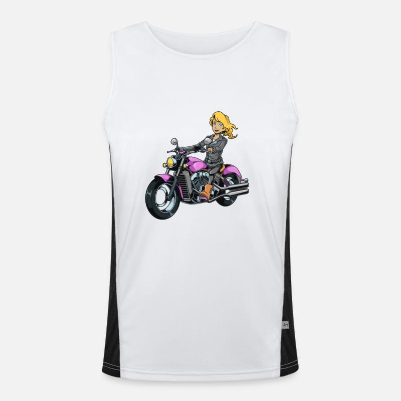 Girl on motorcycle Men's Functional Contrast Tank Top 