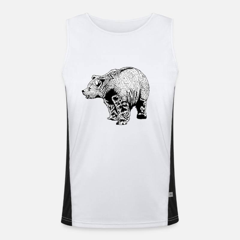 Dessin en noir et blanc - Ours brun Débardeur respirant contrasté Homme 