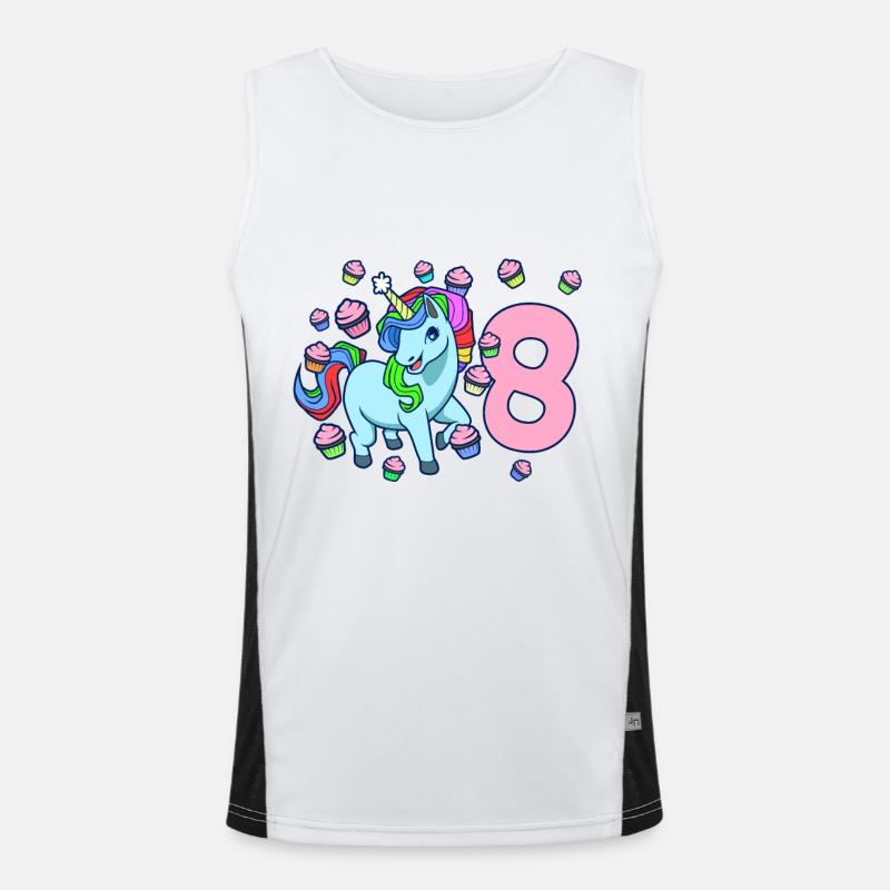 Mit Einhorn - Mädchen Geburtstag 8 Jahre Funktionelles Kontrast-Tank Top für Männer 