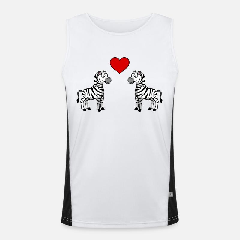 Zebra Comic Couple Love Men's Functional Contrast Tank Top 