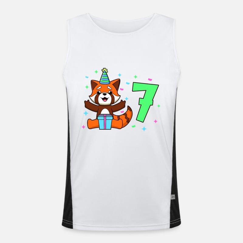 Mit Roter Panda - Kinder Geburtstag 7 Jahre Funktionelles Kontrast-Tank Top für Männer 