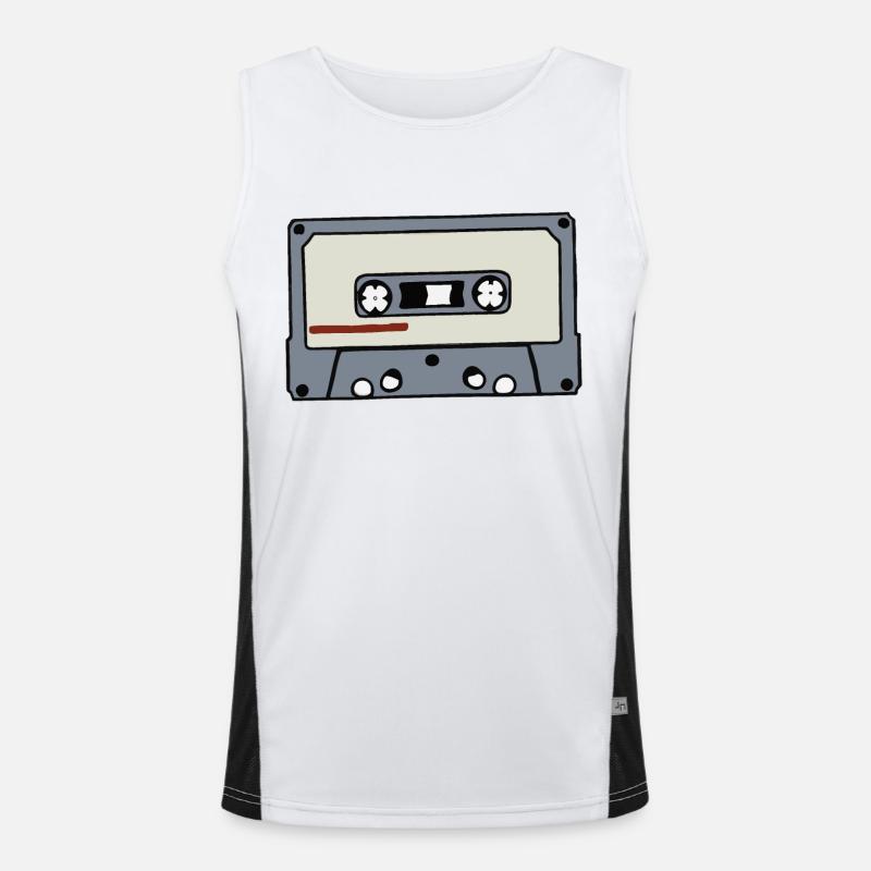 Cassette Retro Gift Idea - Men's Functional Contrast Tank Top  - white/black