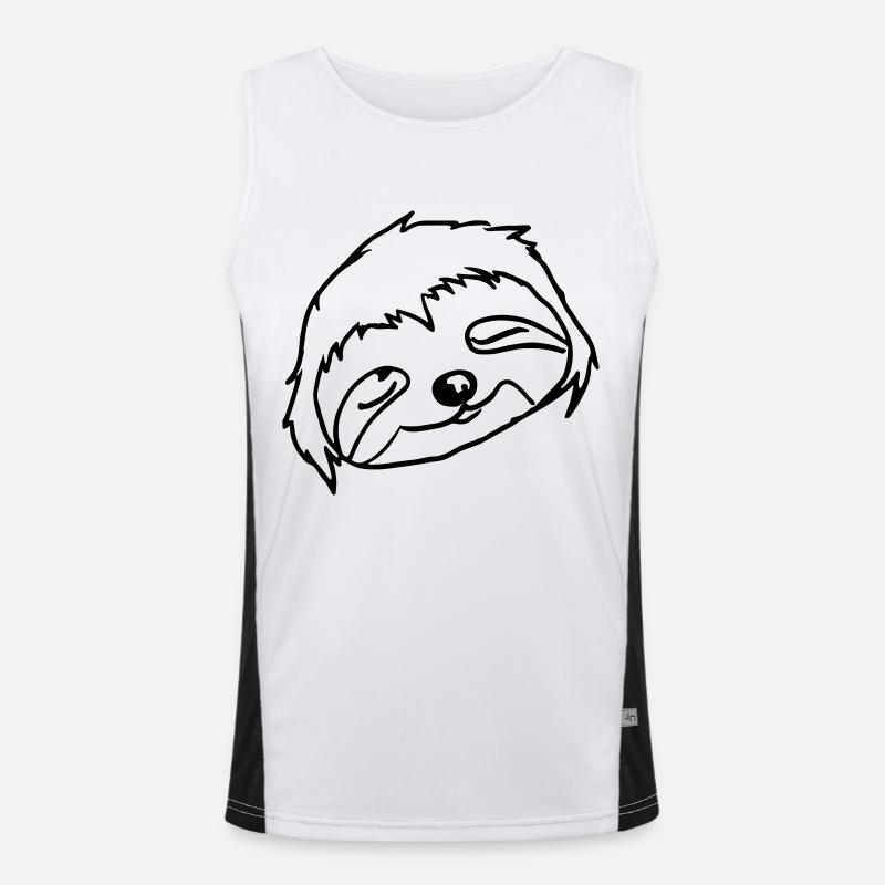 Sleeping Sloth Face - Men's Functional Contrast Tank Top  - white/black