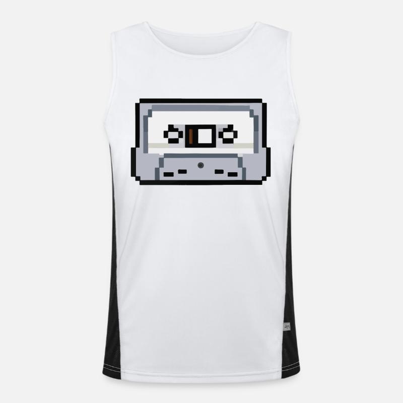 Cassette Idée cadeau rétro pixélisée Débardeur respirant contrasté Homme 