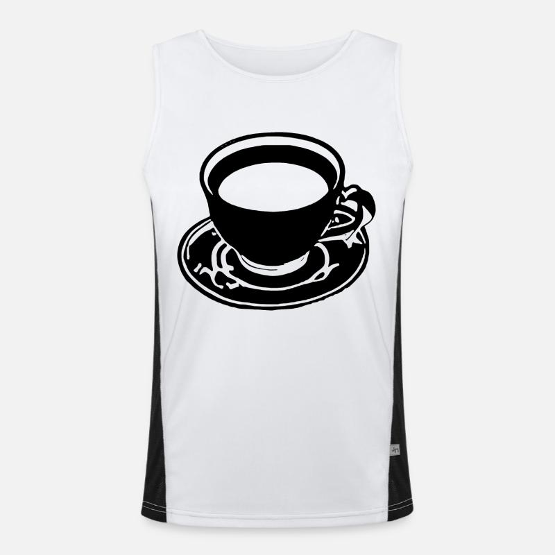 Coffee Tea Cup Japanese Cafe Caffeine New 7 Men's Functional Contrast Tank Top 