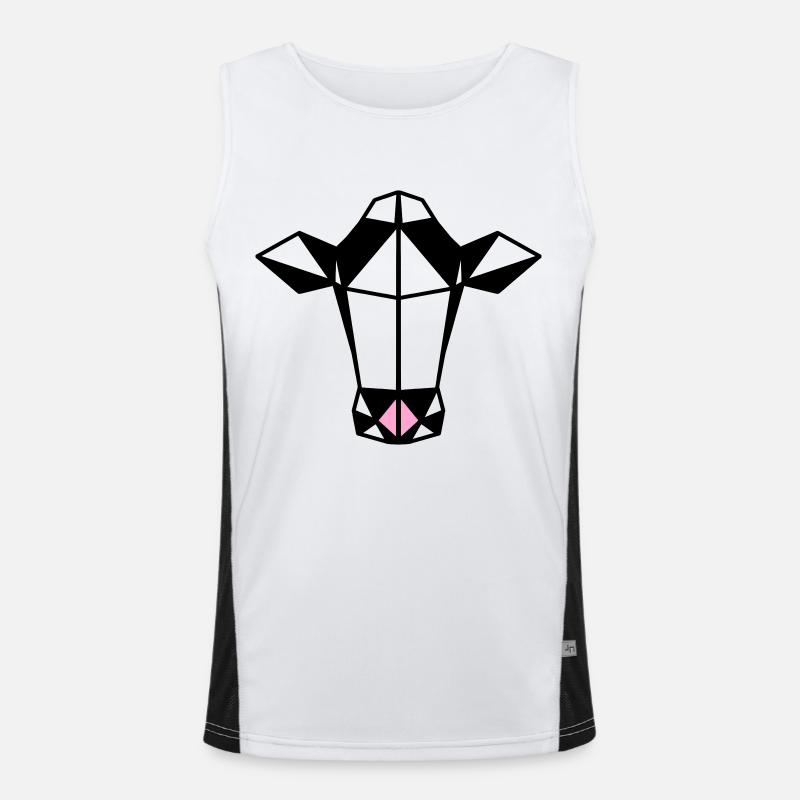 Low Poly Cow Men's Functional Contrast Tank Top 