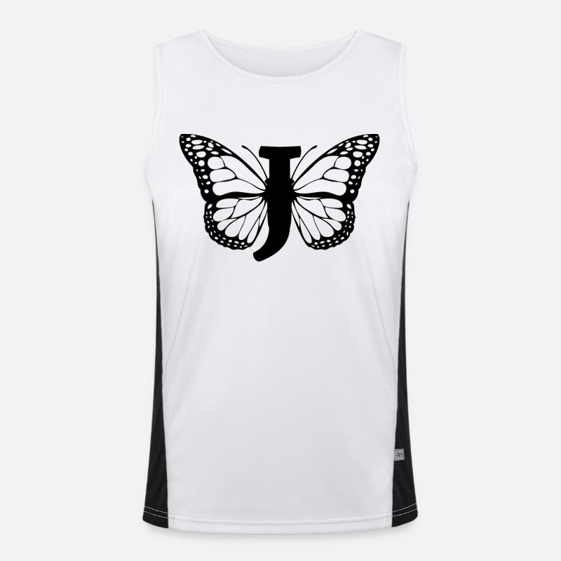 Buchstabe J Schmetterling Funktionelles Kontrast-Tank Top für Männer 