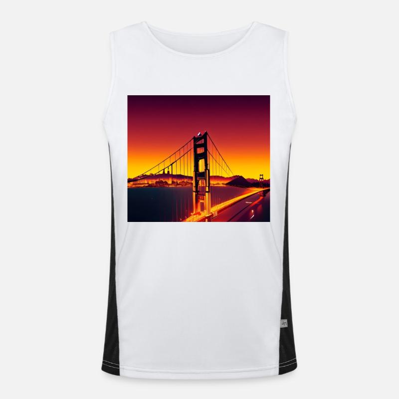 Coucher de soleil sur le Golden Gate Bridge de San Francisco Débardeur respirant contrasté Homme 