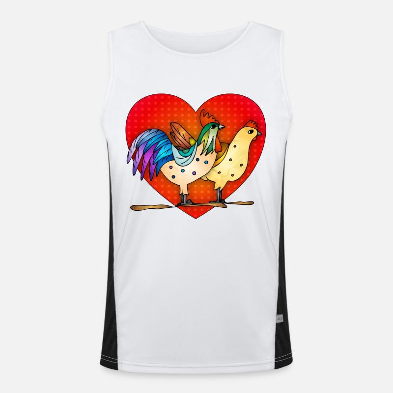 Huhn und Hahn Funktionelles Kontrast-Tank Top für Männer 