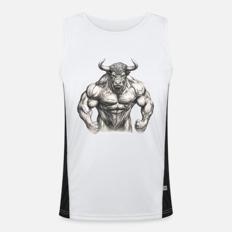 Taureau Muscles Musculation Force Forte Animal Débardeur respirant contrasté Homme 