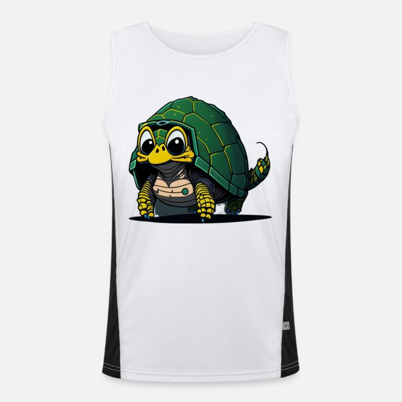 Drôle de tortue avec couverture verte Débardeur respirant contrasté Homme 