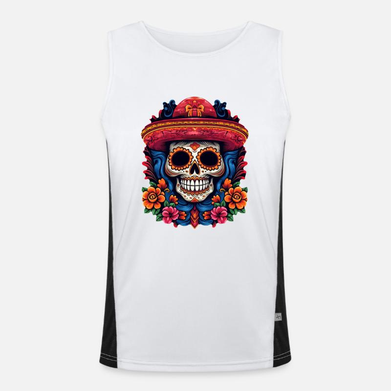 Cinco de Mayo Skull Men's Functional Contrast Tank Top 