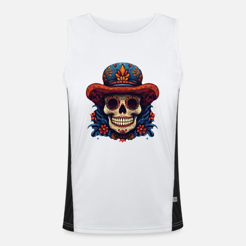 Cinco de Mayo Skull Funktionelles Kontrast-Tank Top für Männer 