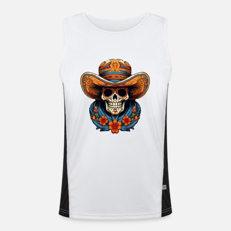 Cinco de Mayo Skull Funktionelles Kontrast-Tank Top für Männer 