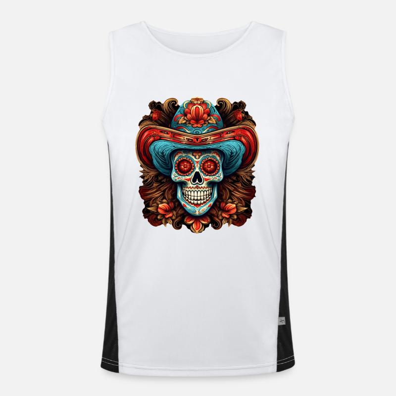 Cinco de Mayo Skull Men's Functional Contrast Tank Top 