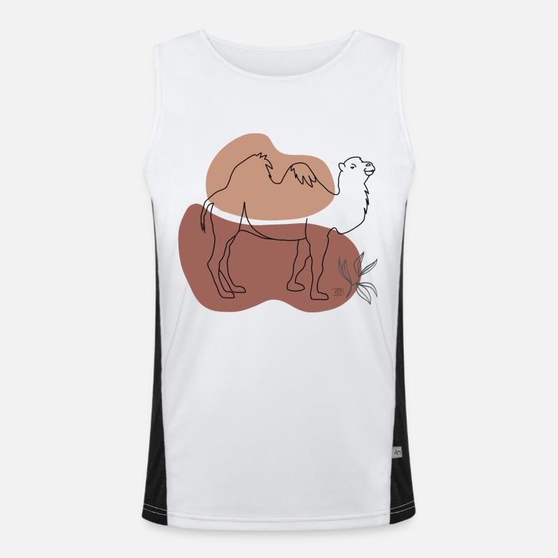 "Camel", Boho Line Art Design, Series "Desert" Men's Functional Contrast Tank Top 