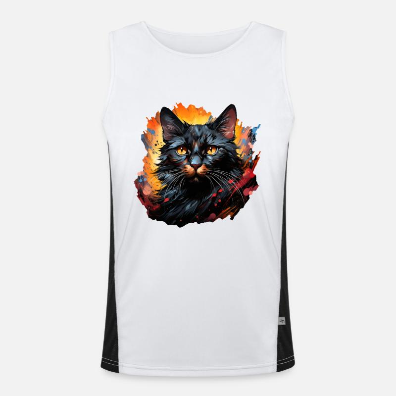 Cat - Men's Functional Contrast Tank Top - white/black