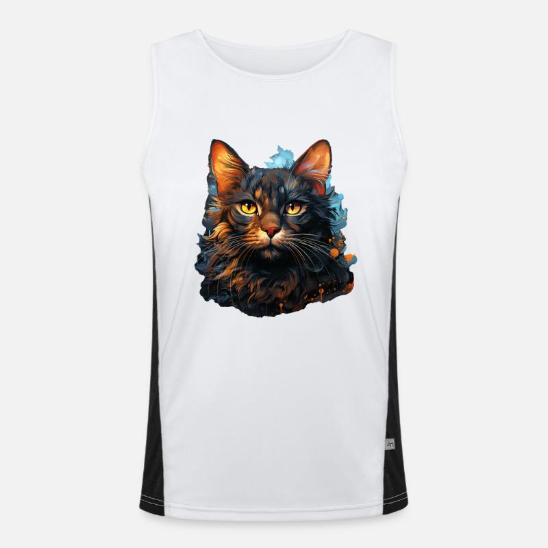 Cat - Men's Functional Contrast Tank Top  - white/black