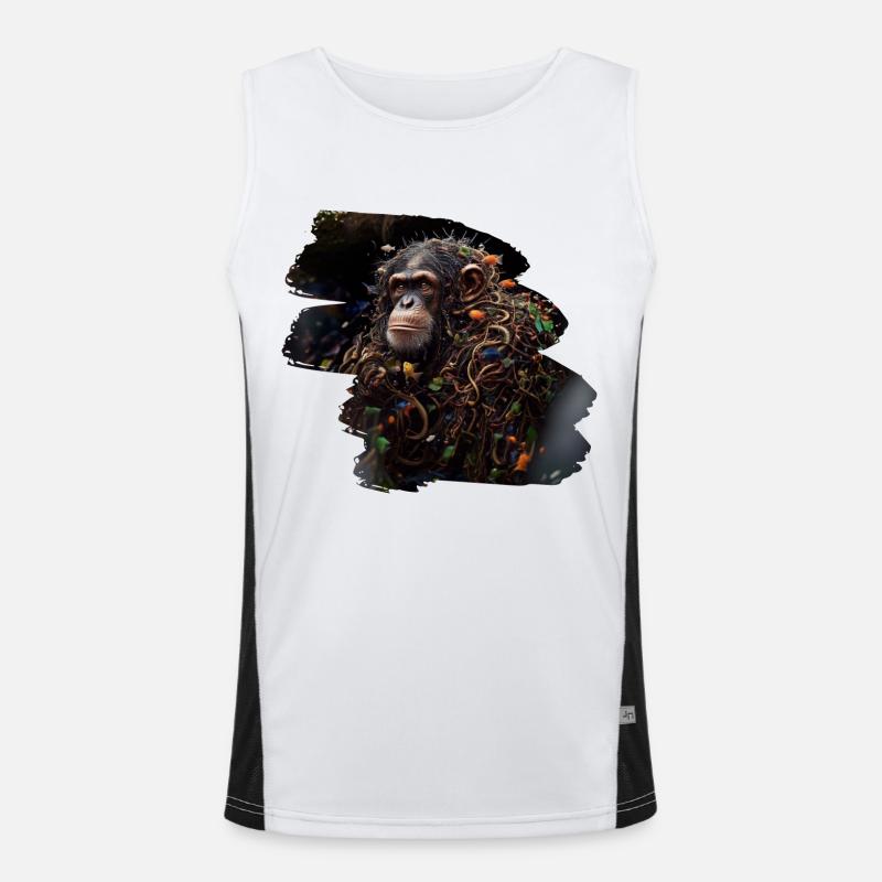Abstract image of a monkey - Men's Functional Contrast Tank Top  - white/black