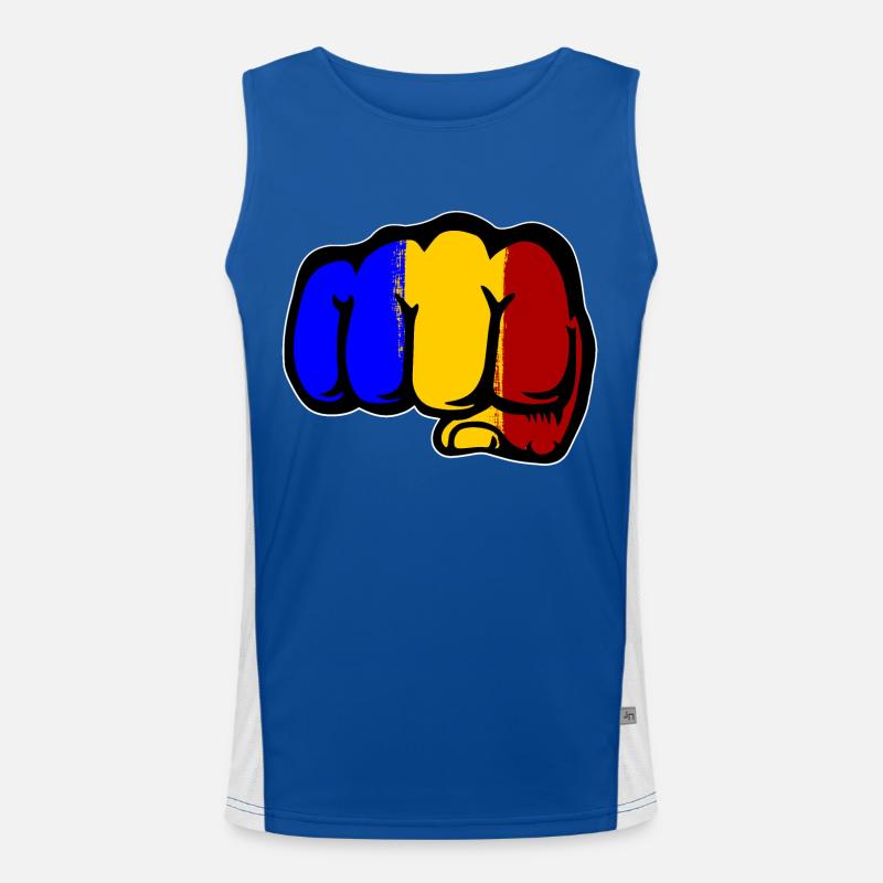 Rumänien Flagge Hand Faust Funktionelles Kontrast-Tank Top für Männer 