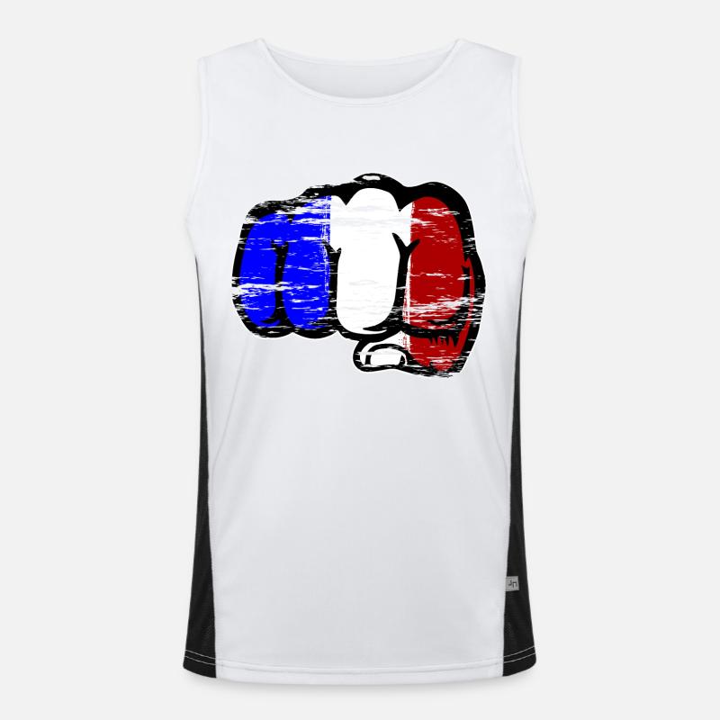 Frankreich Flagge Hand Faust used Funktionelles Kontrast-Tank Top für Männer 