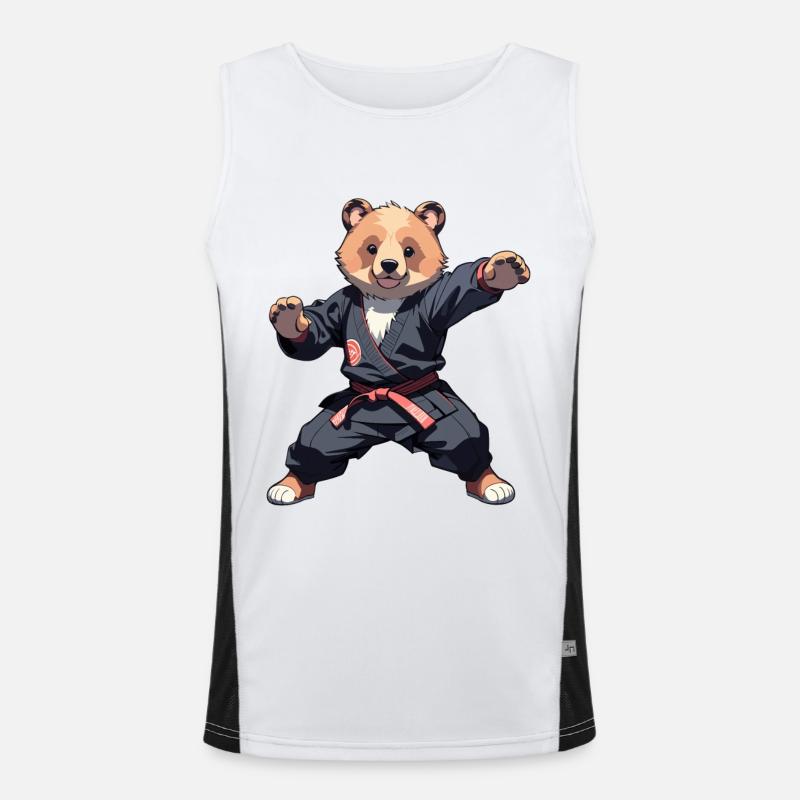 Karate Bear with Black Belt Karate Bär Men's Functional Contrast Tank Top 
