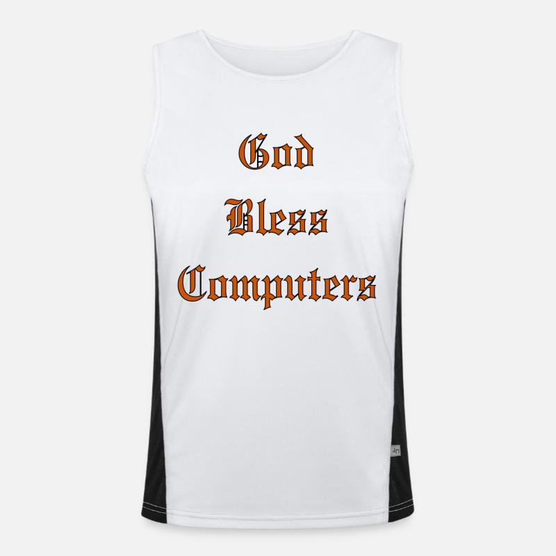 GodBlessComputers - Men's Functional Contrast Tank Top  - white/black