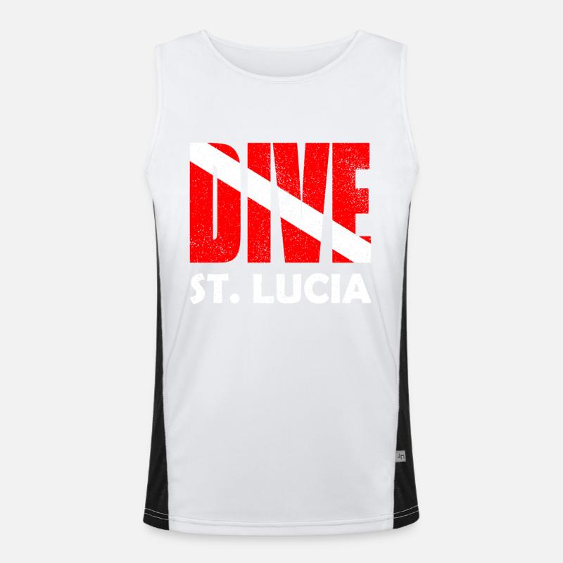 Dive St. Lucia - Diver Down Flag Scuba Diving Débardeur respirant contrasté Homme 