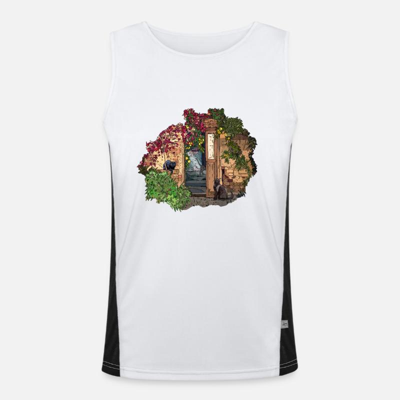 Schwarze Katzen Funktionelles Kontrast-Tank Top für Männer 