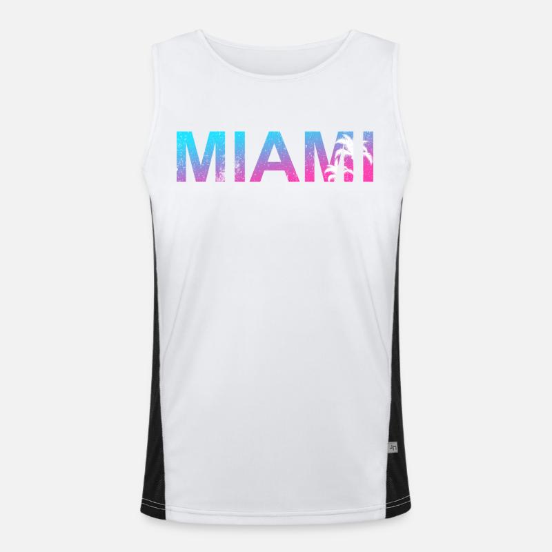 Miami Neon Palm Trees Sunset Men's Functional Contrast Tank Top 