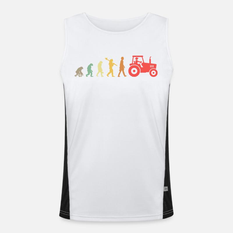 Evolution Tractor _ Farmer - Men's Functional Contrast Tank Top  - white/black