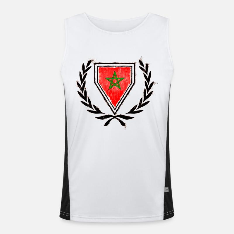 Wappen Marokko (Morocco) Funktionelles Kontrast-Tank Top für Männer 