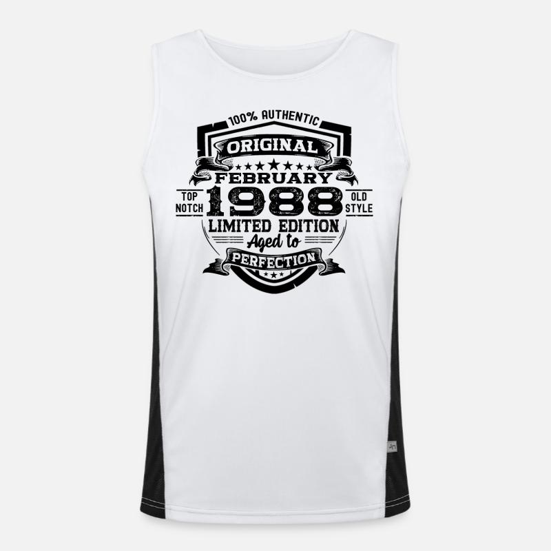 Février 1988 Retro Birthday Gift Débardeur respirant contrasté Homme 
