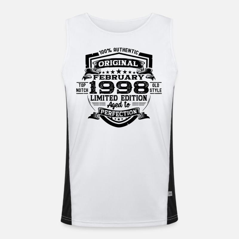 February vintage 1998 retro birthday gift Men's Functional Contrast Tank Top 
