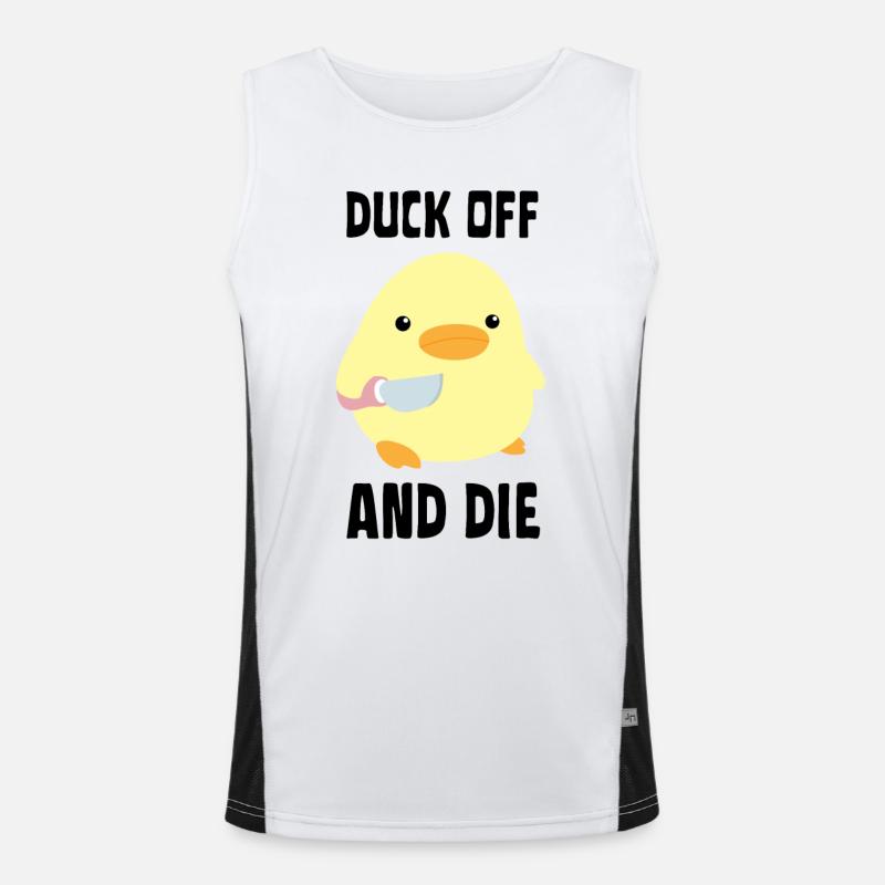 Duck Off And Die - Duck with knife Ente mit Messer Funktionelles Kontrast-Tank Top für Männer 