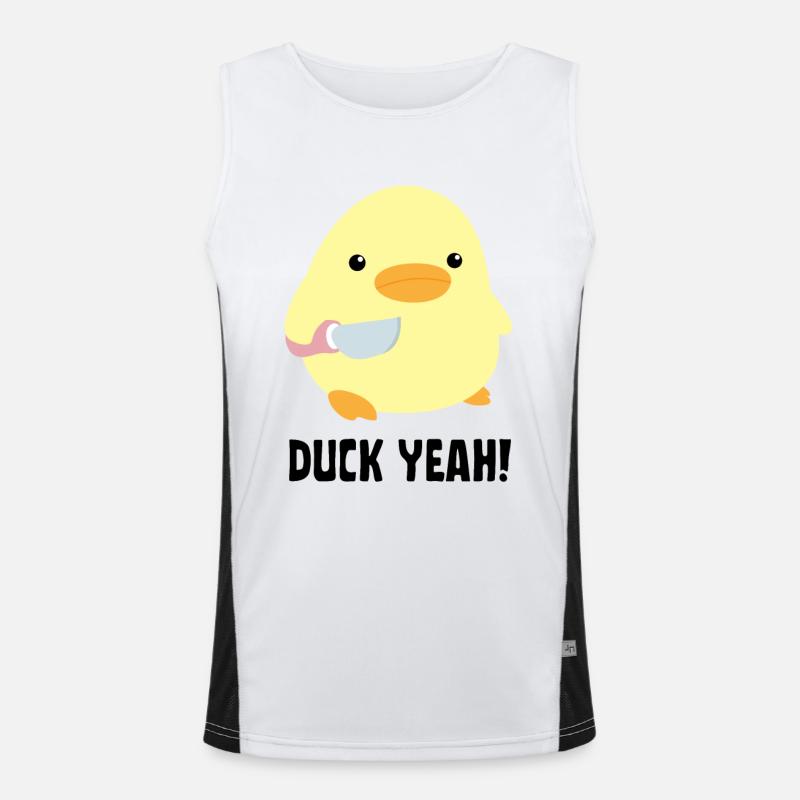 Duck Yeah - Duck with knife Ente mit Messer Funktionelles Kontrast-Tank Top für Männer 