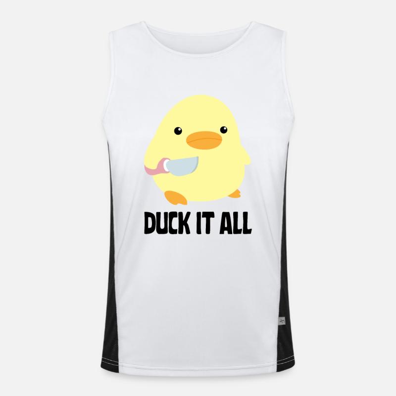 Duck It All - Duck with knife Ente mit Messer Funktionelles Kontrast-Tank Top für Männer 