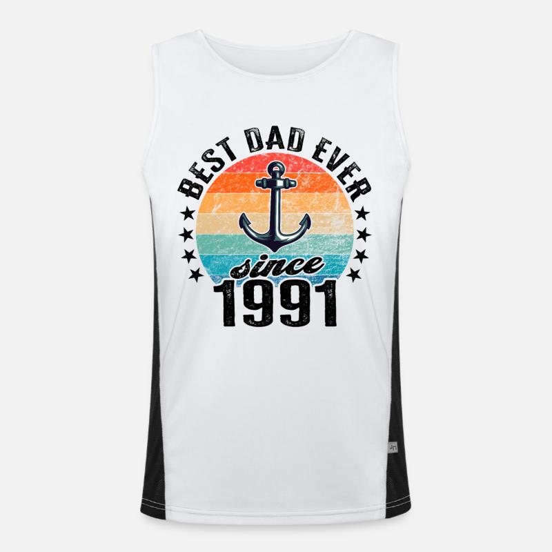 Bester Papa der Welt seit 1991 Vatertag Funktionelles Kontrast-Tank Top für Männer 
