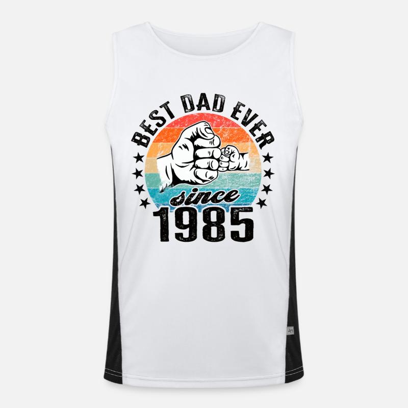 Bester Papa der Welt seit 1985 Vatertag Funktionelles Kontrast-Tank Top für Männer 