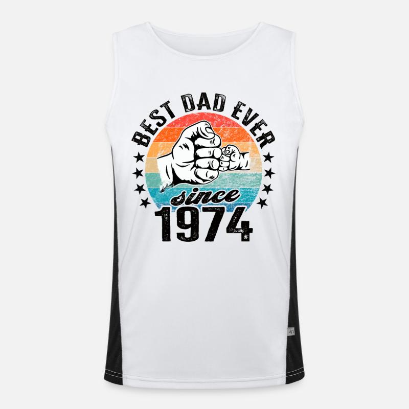 Bester Papa der Welt seit 1974 Vatertag Funktionelles Kontrast-Tank Top für Männer 