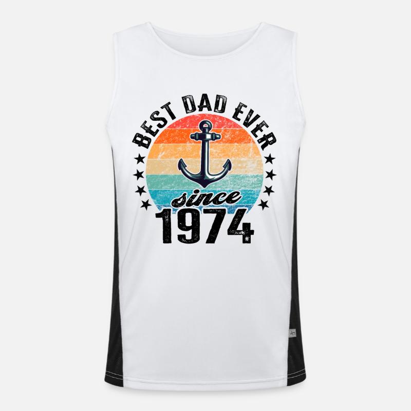 Bester Papa der Welt seit 1974 Vatertag Funktionelles Kontrast-Tank Top für Männer 