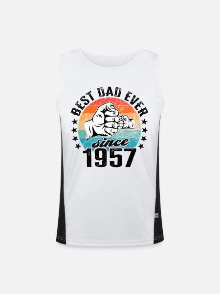 Bester Papa der Welt seit 1957 Vatertag Geburtstag - Funktionelles Kontrast-Tank Top für Männer  - Weiß/Schwarz - Vorne