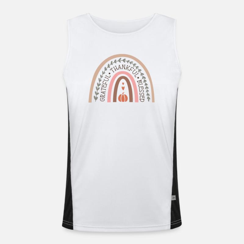 Dankbar Gesegnet Regenbogen Herbst Design Funktionelles Kontrast-Tank Top für Männer 