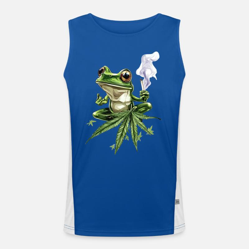 Chilling Frog with Joint - Weed Frog Design Men's Functional Contrast Tank Top 